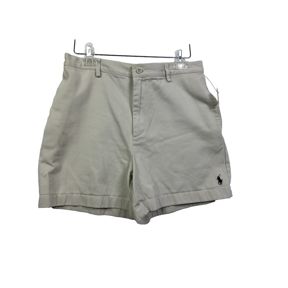 Vintage Polo Sport Ralph Lauren Relaxed Fit Long Khakhi Chino Shorts Women SZ 8